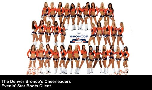 The Denver Broncos' Cheerleaders wearing Evenin' Star Cheerleading Boots